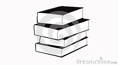 Vector Isolated Books Black and White Icon Vector Illustration