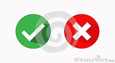 Yes and No Icons or Sign, Correct and Wrong Icons Vector Illustration