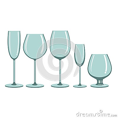 Glasses for alcoholic beverages Vector Illustration