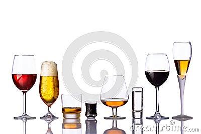 Glasses of alcoholic drinks Stock Photo