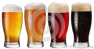 Glasses of beer on white background. Stock Photo