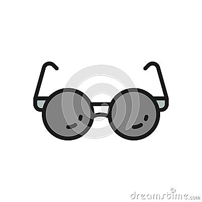 Glasses for blind flat color line icon. Vector Illustration