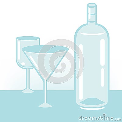 Glasses and bottle Vector Illustration