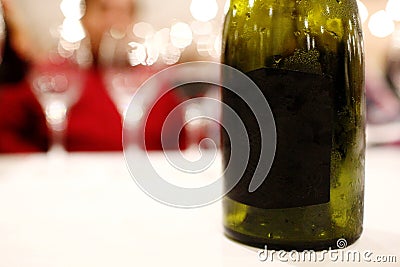 Glasses and bottles of cold champagne for the toast of the couple Stock Photo