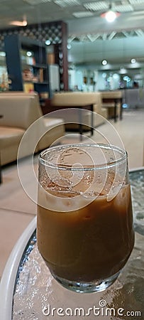 Glasses chair cold coffee ice Stock Photo