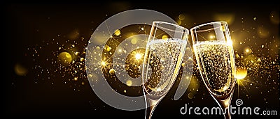 Glasses of champagne with bokeh effect Vector Illustration