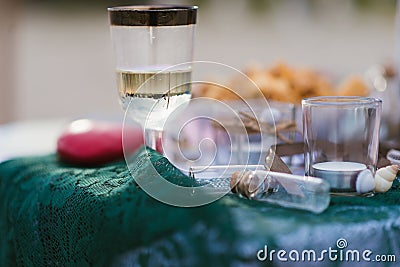 Glasses of champagne on a table Stock Photo