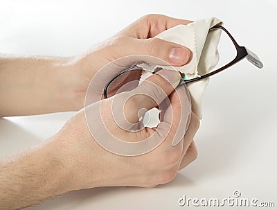 Glasses cleaning Stock Photo