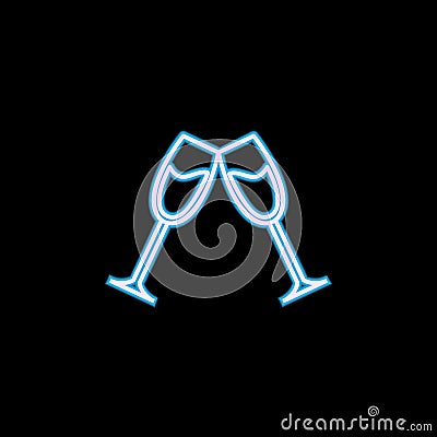 glasses clink glasses icon in neon style. One of wedding collection icon can be used for UI, UX Stock Photo