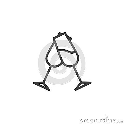 Glasses clink line icon Vector Illustration