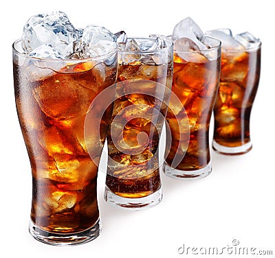 Glasses with cola and ice cubes Stock Photo