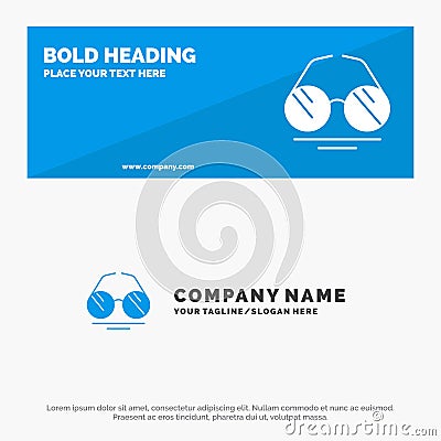 Glasses, Eye, View, Spring SOlid Icon Website Banner and Business Logo Template Vector Illustration