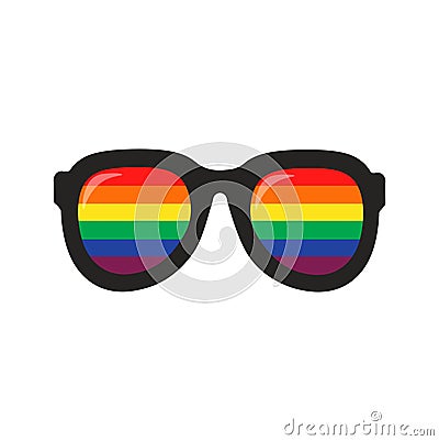 Glasses with a flag for LGBT Pride Day. Illustration Stop homophobia for the International Day against Homophobia. Vector flat Vector Illustration