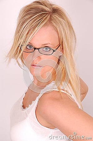 Glasses and Hair Model Stock Photo