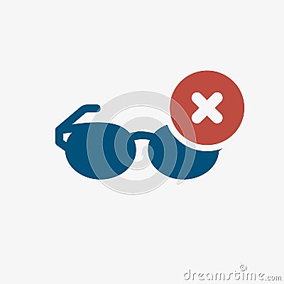 Glasses icon, Tools and utensils icon with cancel sign. Glasses icon and close, delete, remove symbol Vector Illustration