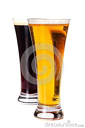 Glasses lager and dark beer Stock Photo