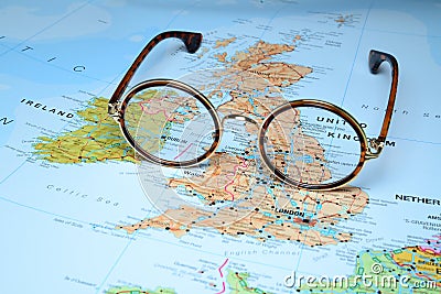 Glasses on a map of europe - Dublin Cartoon Illustration