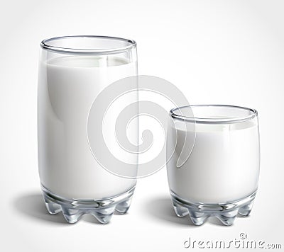 Glasses of milk Vector Illustration