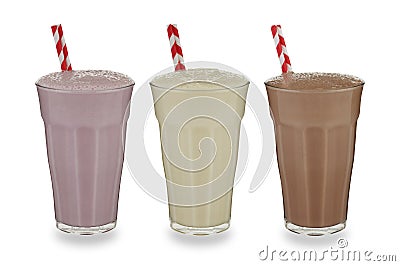 3 glasses of milkshake Stock Photo