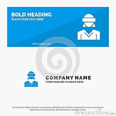 Glasses, Motion, Reality, Technology, Woman SOlid Icon Website Banner and Business Logo Template Vector Illustration