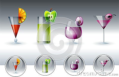 Glasses with multicolor cocktails Stock Photo