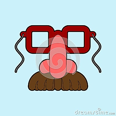 Glasses nose and mustache. April Fools Day Mask. funny disguise mask Vector Illustration