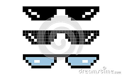 Glasses pixel vector icons. Glasses pixel set Vector Illustration