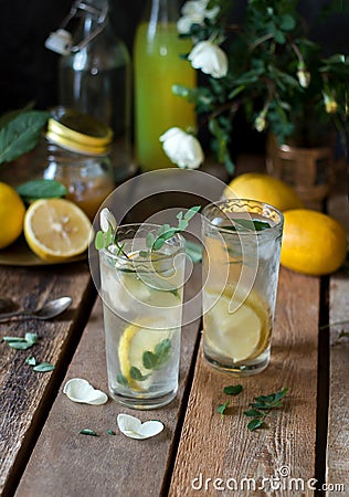 Glasses with refreshing homemade lemonade Stock Photo