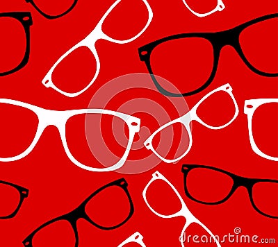 Glasses seamless pattern retro hipster sunglasses vector abstract background Vector Illustration