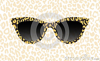 Glasses, spectacles vector abstract leopard texture. Women`s sunglasses, women`s accessory. Accessory art black collection cool Vector Illustration