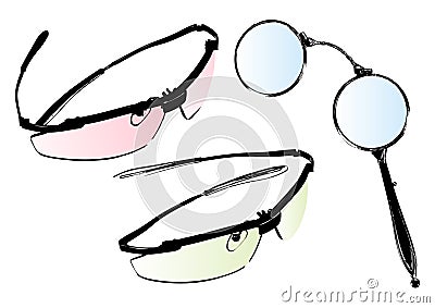 Glasses and spectacles vector set Vector Illustration