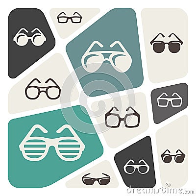 Glasses and sunglasses icon set Vector Illustration