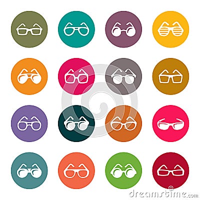 Glasses and sunglasses icon set Vector Illustration