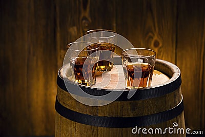 glasses on the table, brandy in glasses Stock Photo