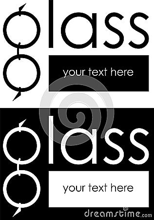 Glasses in the text, word glass minimalist logo Vector Illustration