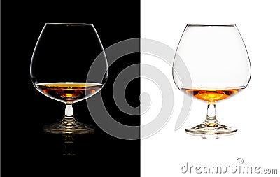 Glasses of whiskey over black and white isolated Stock Photo