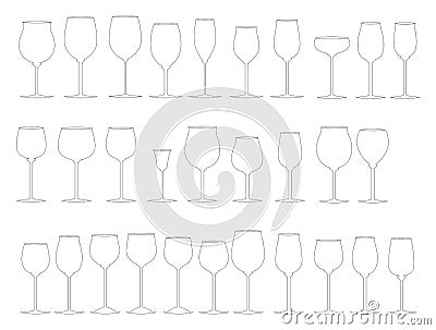 Glasses of wine Vector Illustration