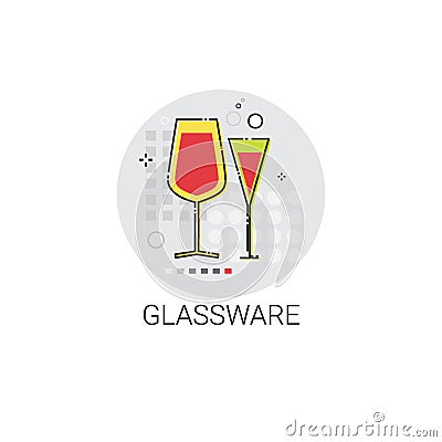 Glassware Cooking Glass Dishes Utensils Icon Vector Illustration