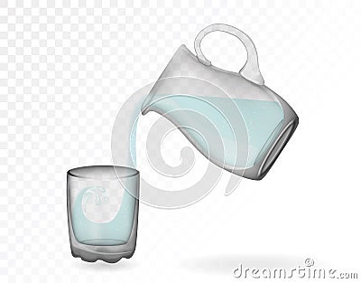 Glassware, jug, glass, cup. Decorative household items Vector Illustration