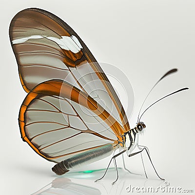 Glasswing butterfly Greta oto. Beautiful Butterfly in Wildlife. Isolate on white background Stock Photo