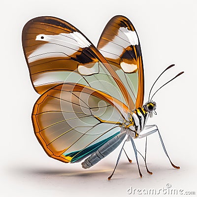 Glasswing butterfly Greta oto. Beautiful Butterfly in Wildlife. Isolate on white background Stock Photo