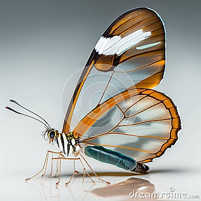 Glasswing butterfly Greta oto. Beautiful Butterfly in Wildlife. Isolate on white background Stock Photo