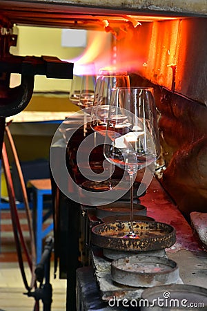 Glasswork glass production Stock Photo