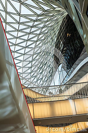 Glasswork inside the myZeil center Editorial Stock Photo