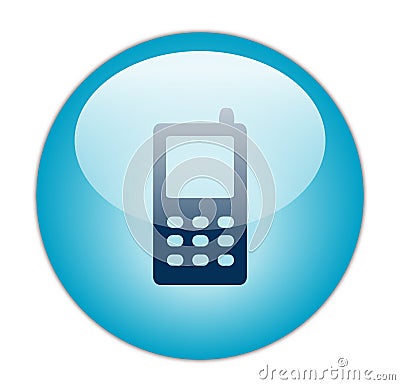 Glassy Blue Mobile Icon Stock Photo