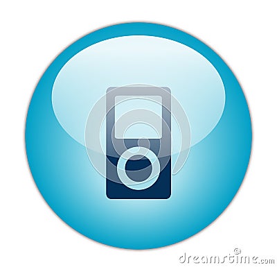 Glassy Blue Music Player Icon Stock Photo