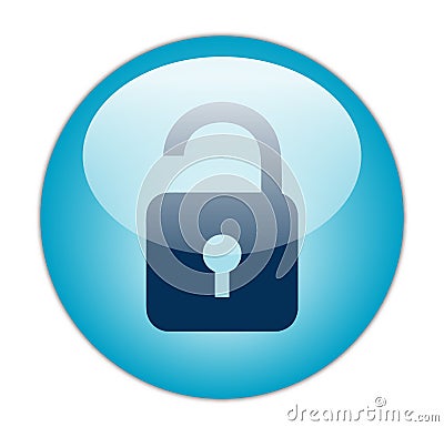 Glassy Blue Unlock Icon Stock Photo