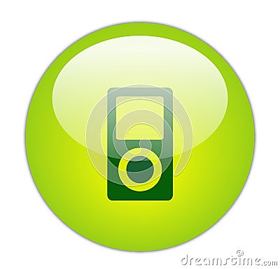 Glassy Green Music Player Icon Stock Photo