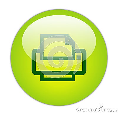 Glassy Green Printer Icon Stock Photo