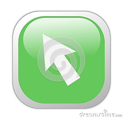 Glassy Green Square Cursor Icon Stock Photo